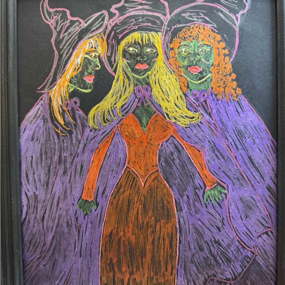 Vibrant Witch Trio Art Drawing